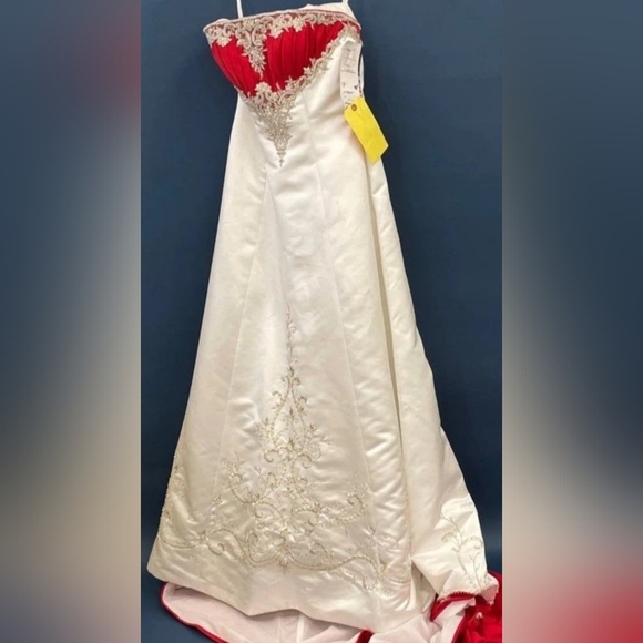 New!! TagsALFRED ANGELO BRIDAL RED SWEETHEARTS ROMANTIC BEADED A LINE DRESS Sz 6 - Picture 3 of 17